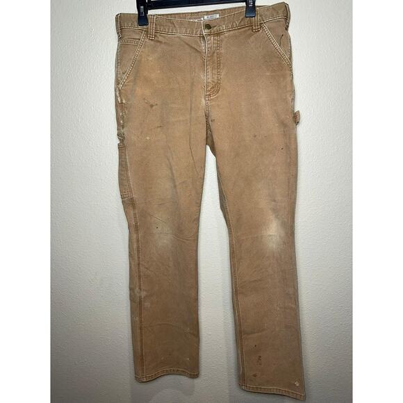 👖 Carhartt Men's Rugged Flex Relaxed Fit Cotton Duck Work Pants Tan 36x32 - Picture 1 of 5